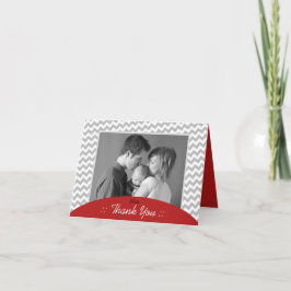Grijze Chevron en rode foto Dank u kaarten