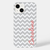 Grijze Chevron gepersonaliseerde aangepaste monogr Case-Mate iPhone Case (Achterkant)