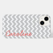 Grijze Chevron gepersonaliseerde aangepaste monogr Case-Mate iPhone Case (Achterkant (horizontaal))