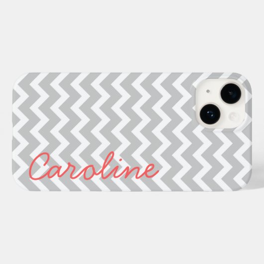Grijze Chevron gepersonaliseerde aangepaste monogr Case-Mate iPhone Case (Achterkant (horizontaal))