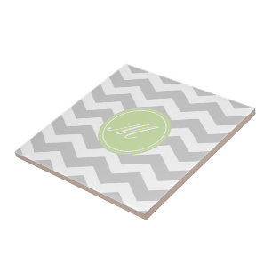 Grijze Chevron met Monogram Tegels Tegeltje