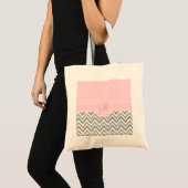 Grijze Chevron met Pastel Roze Polka Dot Tote Bag (Voorkant (product))