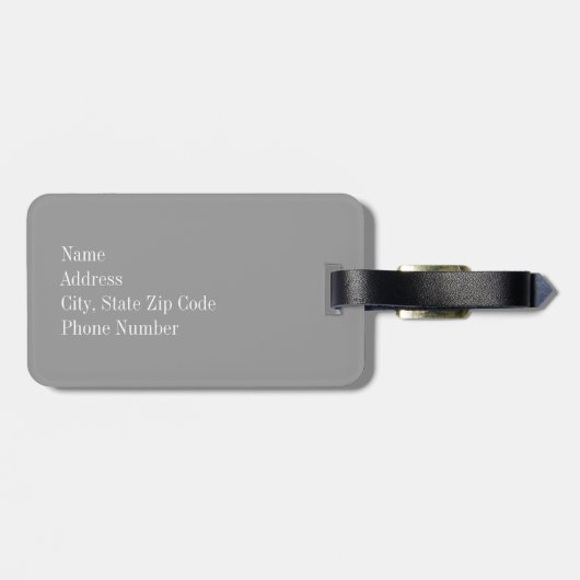 Grijze Chevron met roze monogram Bagagelabel (Achterkant horizontaal)