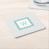 Grijze Chevron Monogrammed Paper Onderzetters (Schuin)
