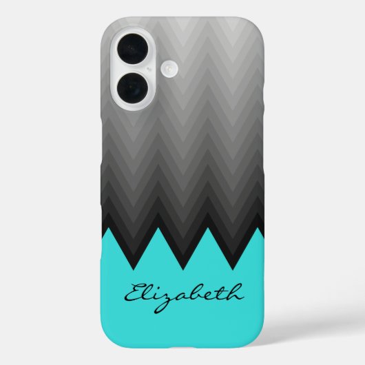 Grijze chevron ombre patroon turquoise Aangepaste Case-Mate iPhone Case (Achterkant)