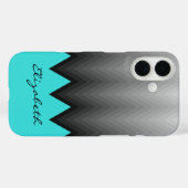 Grijze chevron ombre patroon turquoise Aangepaste Case-Mate iPhone Case (Achterkant (horizontaal))