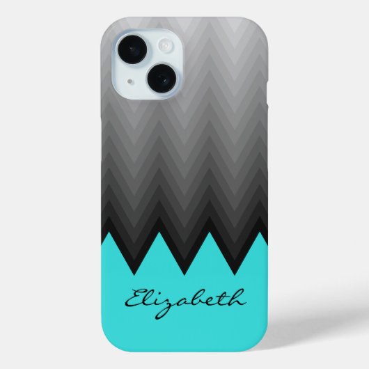 Grijze chevron ombre patroon turquoise Aangepaste Case-Mate iPhone Case (Achterkant)
