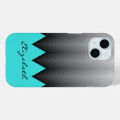 Grijze chevron ombre patroon turquoise Aangepaste Case-Mate iPhone Case (Achterkant (horizontaal))