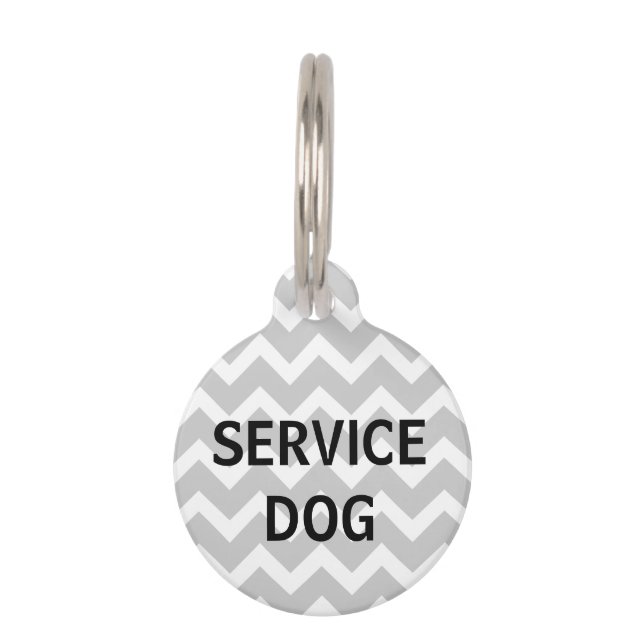 Grijze Chevron Print Service Hond Huisdier Tag Huisdierpenning (Voorkant)