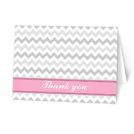 Grijze Chevron Roze aangepaste bedankkaart