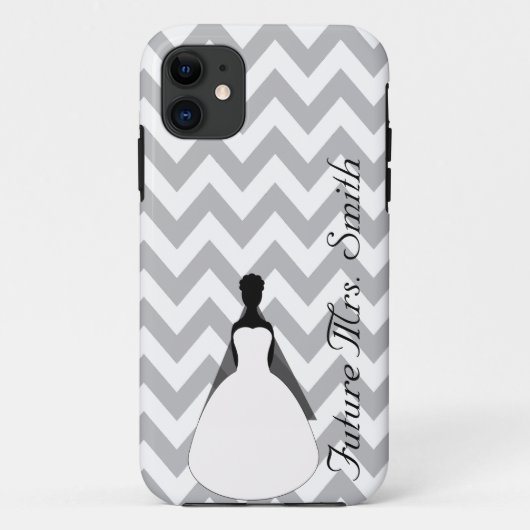 Grijze Chevron Toekomstige Mevrouw Bruid Case-Mate iPhone Case (Achterkant)