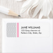 Grijze chevron zigzag patroon chique retour adres etiket (Insitu)