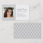 Grijze Chic Marokkaanse Lattice Foto Visitekaartje (Voorkant / Achterkant)