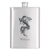 Grijze Chinese Dragon aangepaste kolf Heupfles (Voorkant)