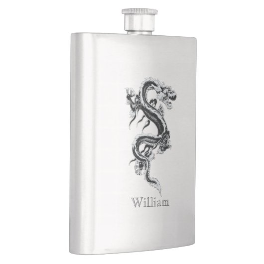 Grijze Chinese Dragon aangepaste kolf Heupfles (Rechts)