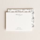  grijze Chinoiserie Floral bedankt Notitiekaartje