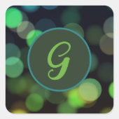 Grijze cirkels en monogram vierkante sticker (Voorkant)