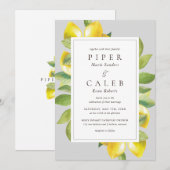 Grijze citroenbloesem bruiloft kaart (Voorkant / Achterkant)
