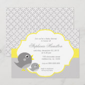 Grijze citroenneutraal baby shower kaart (Voorkant / Achterkant)