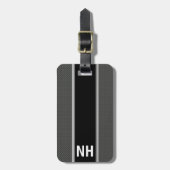 Grijze Classy Personalized Monogrammed Bagagelabel (Voorkant verticaal)