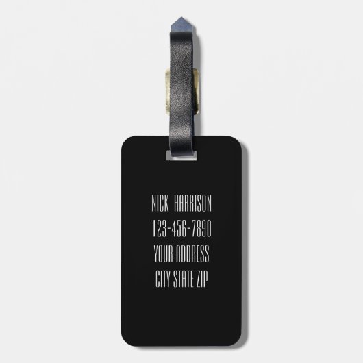 Grijze Classy Personalized Monogrammed Bagagelabel (Achterkant verticaal)