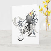 Grijze Cockatiel Kaart (Gele Bloem)