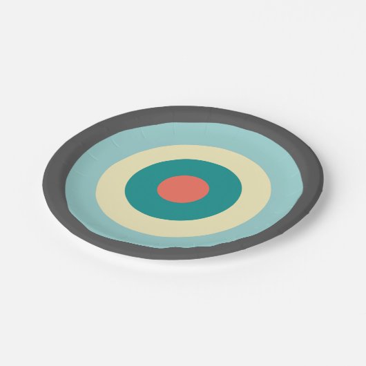 Grijze combinatie Bullseye Papieren Bordje (Gekanteld)