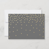 Grijze Confetti Stippen met goudkoorts RSVP-Kaart RSVP Kaartje (Achterkant)