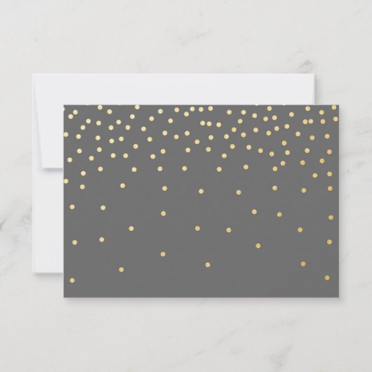 Grijze Confetti Stippen met goudkoorts RSVP-Kaart RSVP Kaartje (Achterkant)