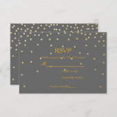 Grijze Confetti Stippen met goudkoorts RSVP-Kaart RSVP Kaartje (Voorkant / Achterkant)