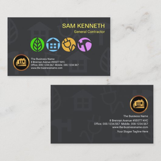 Grijze constructie Silhouette kleurrijke pictogram Visitekaartje (Voorkant / Achterkant)