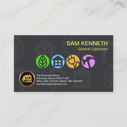 Grijze constructie Silhouette kleurrijke pictogram Visitekaartje (Voorkant)