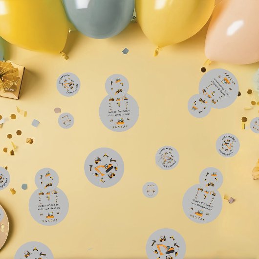 Grijze constructie thema verjaardagsfeest tweetali confetti