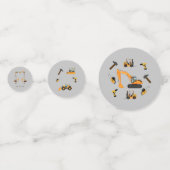 Grijze constructie thema verjaardagsfeest tweetali confetti (Achterkanten)