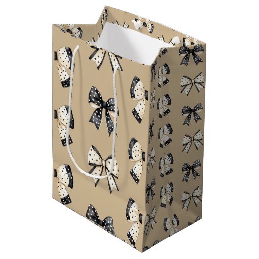 Grijze Coquette Halloween Bow Medium Cadeauzakje (Voorkant Gekanteld)