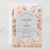 Grijze crème bloemboog elegante bruiloft kaart (Voorkant)