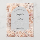 Grijze crème bloemenboog bruiloft uitnodiging (Voorkant)