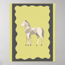 Grijze Crème Paard decor poster