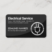 Grijze Curven Zilveren Elektrische Plug Visitekaartje (Voorkant)