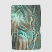 Grijze cyaan textuur en ruwe digitale uitsnede golfhanddoek (Voorkant)