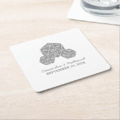 Grijze D20-Onderzetters voor weddenschap met een d Kartonnen Onderzetters (Schuin)