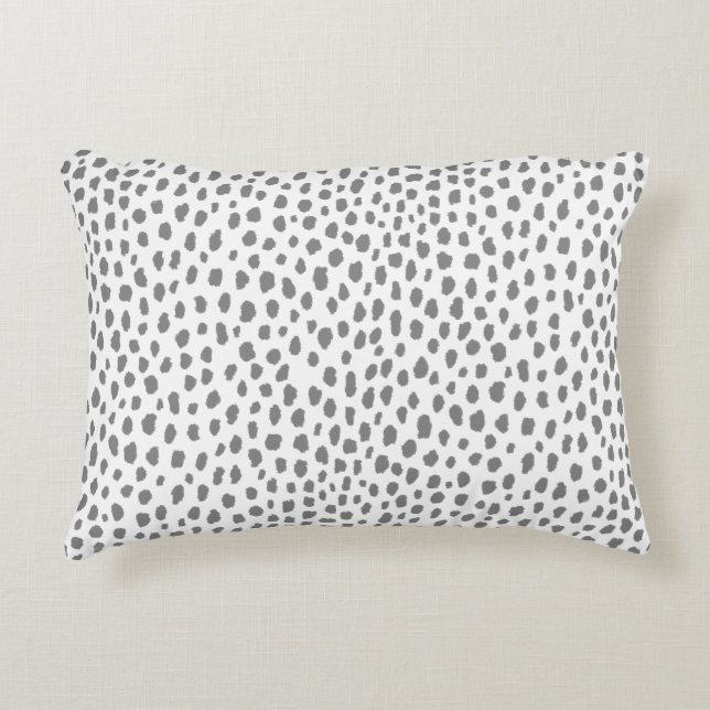 Grijze Dalmatische Spots (grijs/wit) Accent Kussen (Voorkant)