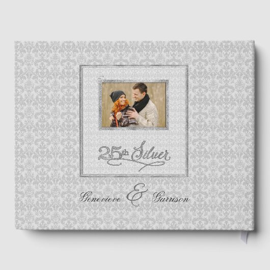 Grijze Damask 25e SIlver Jubileum met Foto Gastenboek (Achterkant)