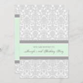 Grijze Damask 40e Birthday Party Kaart (Voorkant / Achterkant)