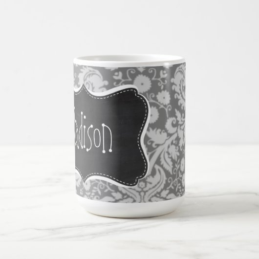 grijze Damask; Chalkboardblik Koffiemok (Center)