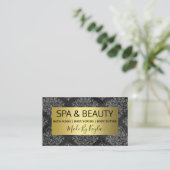 Grijze Damask en Gold Handmade Spa en Beauty Visitekaartje (Staand voorkant)