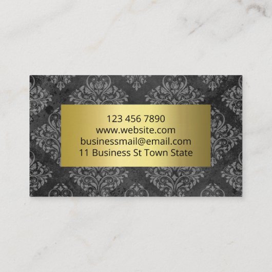 Grijze Damask en Gold Handmade Spa en Beauty Visitekaartje (Achterkant)