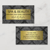 Grijze Damask en Gold Handmade Spa en Beauty Visitekaartje (Voorkant / Achterkant)