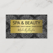 Grijze Damask en Gold Handmade Spa en Beauty Visitekaartje (Voorkant)