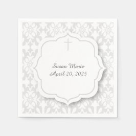 Grijze Damask met decoratief Label en kruis Servetten